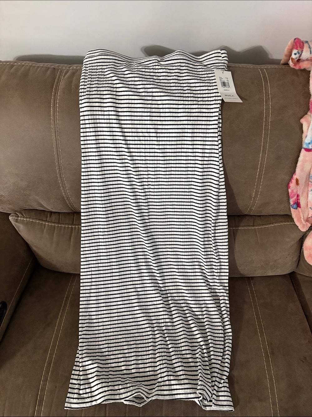 RVCA Black and White Strapless Maxi Dress